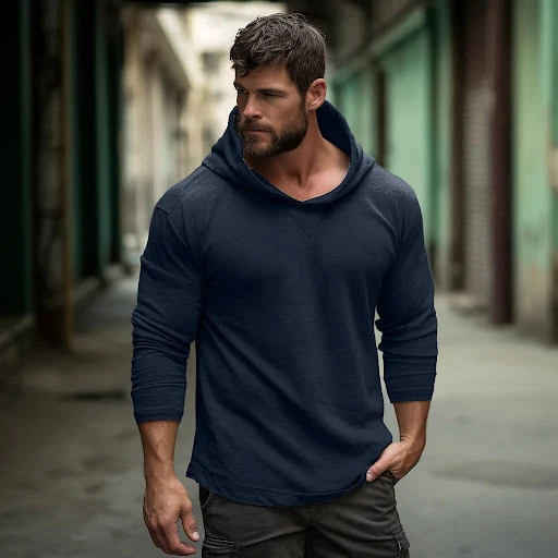 Title 5, Camiseta Térmica Masculina de Algodão Cor Sólid...