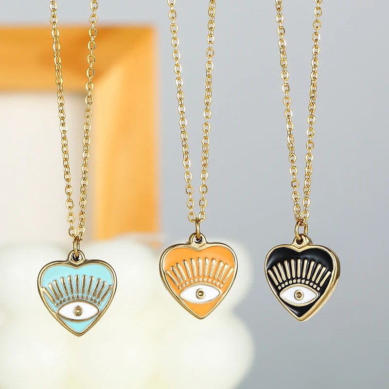 Colar com pingente de aço inoxidável "Fashion Love Oil Dripping Eyes" – Design moderno, gotículas de óleo e aço inoxidável, ideal para um look marcante. — foto 10