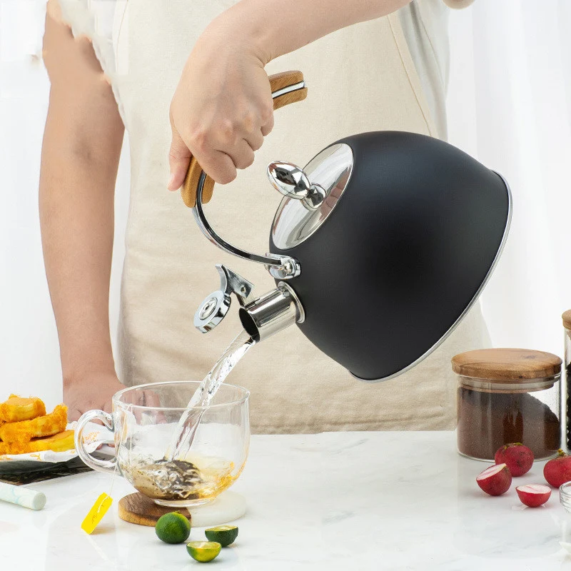 Title 3, Kettle With Stainless Steel Whistle and Wooden ...