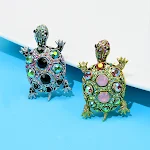 Spilla retrò a forma di tartaruga con diamanti, corsage a forma di animale carino, accessorio di moda femminile, elegante e raffinato. — foto 6