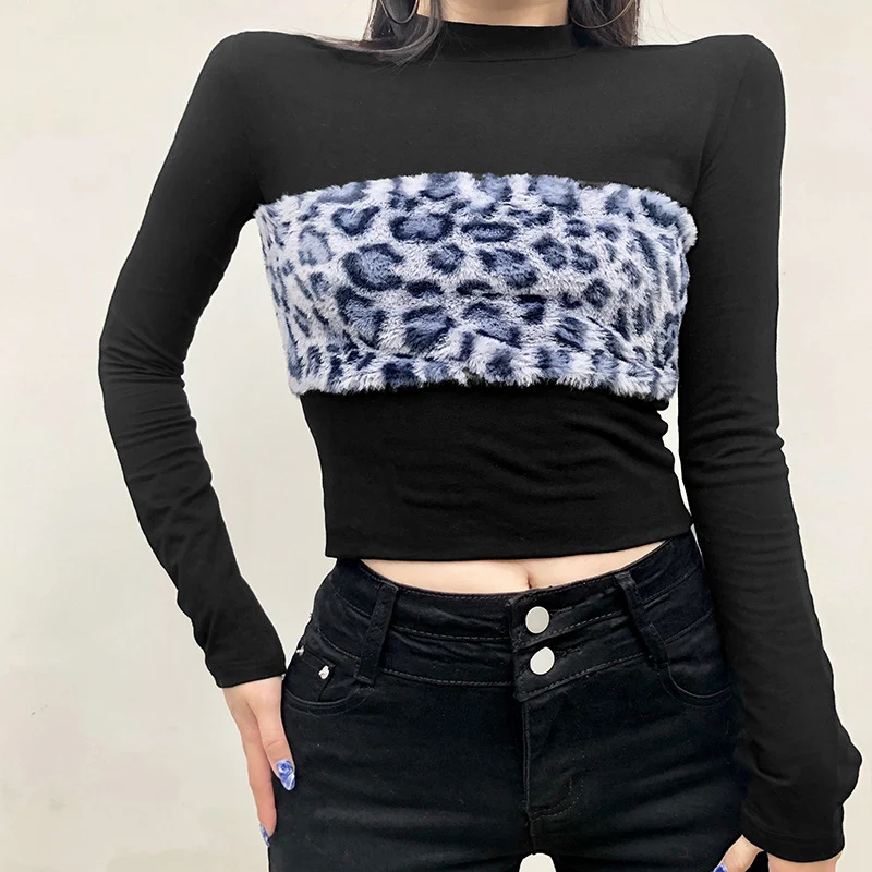Title 6, Rundhals-Haar-Leoparden-Druck-Mosaik Slim Slim ...