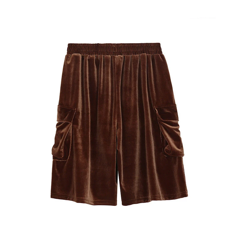 Title 1, Street Retro Velvet Five-point Shorts Loose Big...