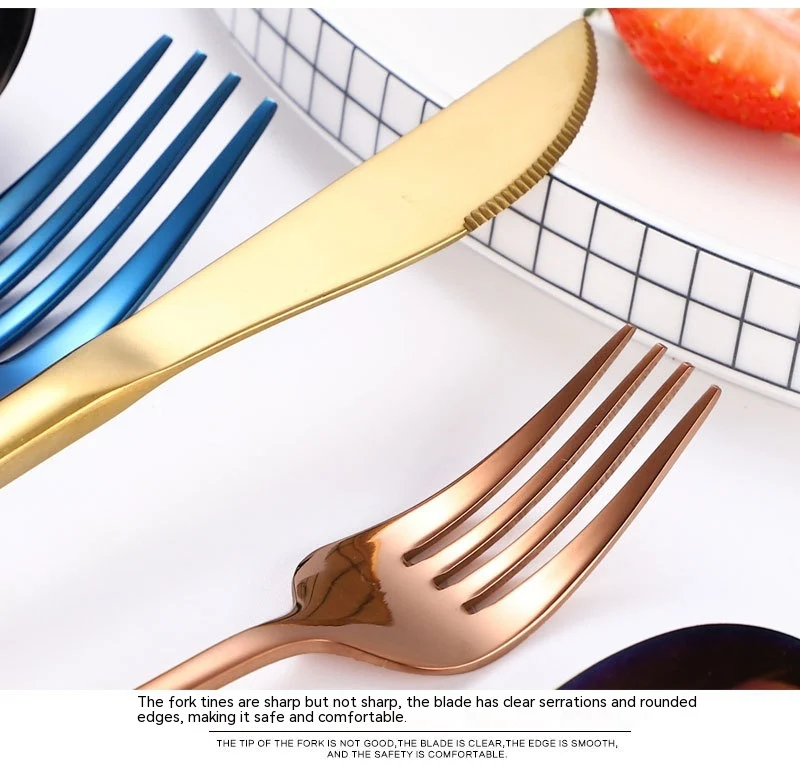 Title 5, 304 Stainless Steel Knife Fork and Spoon Set. D...