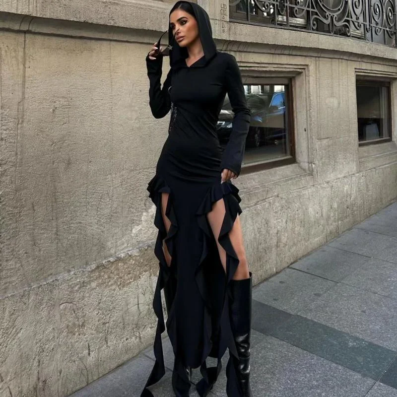Title 4, Womens Long Sleeve Hooded Irregular Dress offe...