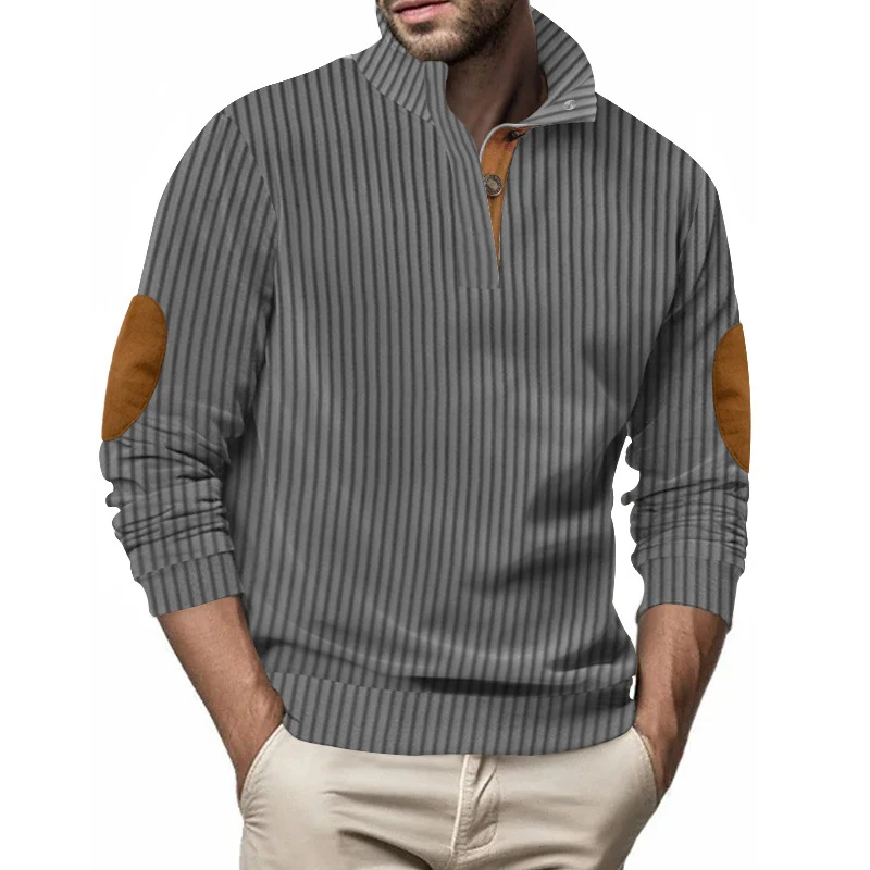 Suéter Masculino Casual com Jacquard Listras Verticais Gola Alta Conforto e Estilo Moderno Perfeito para o Dia a Dia Roupa da Moda — foto 4