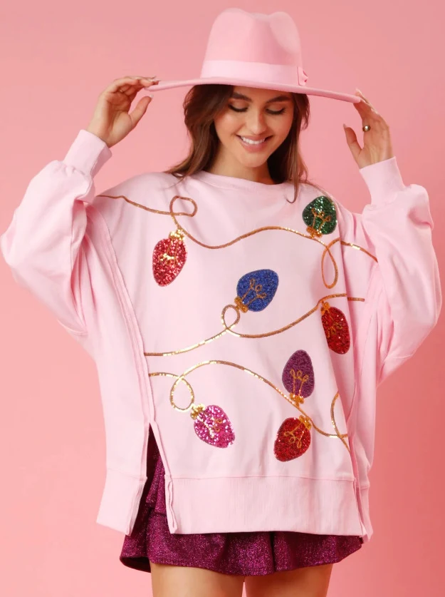 Roupas femininas europeias e americanas lantejoulas de Natal manga comprida pulôver com capuz feminino — foto 7