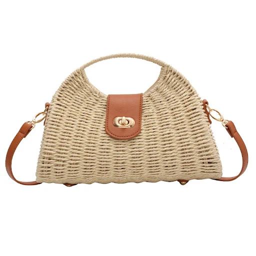 Title 3, Womens Fashion Straw Clash Color Handbag. Styl...
