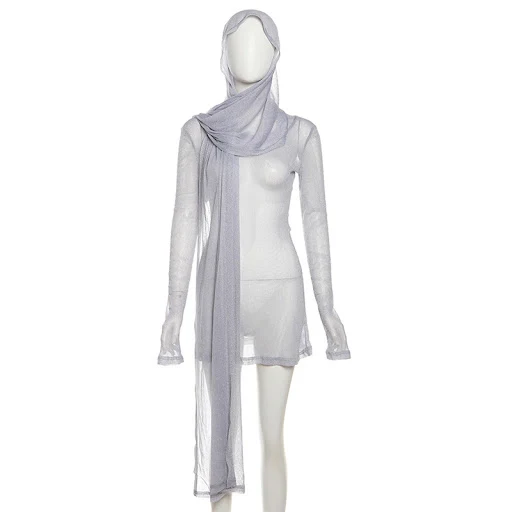 Title 4, Womens Hooded Scarf High Waist Slim Dress