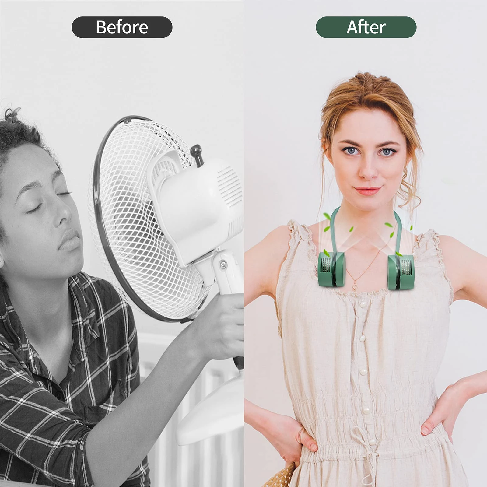 Kleiner, blattloser Nackenventilator zum Aufhängen, USB, tragbar, mit Speicher, faul und Aromatherapie. Genießen Sie die Kühle! — foto 1