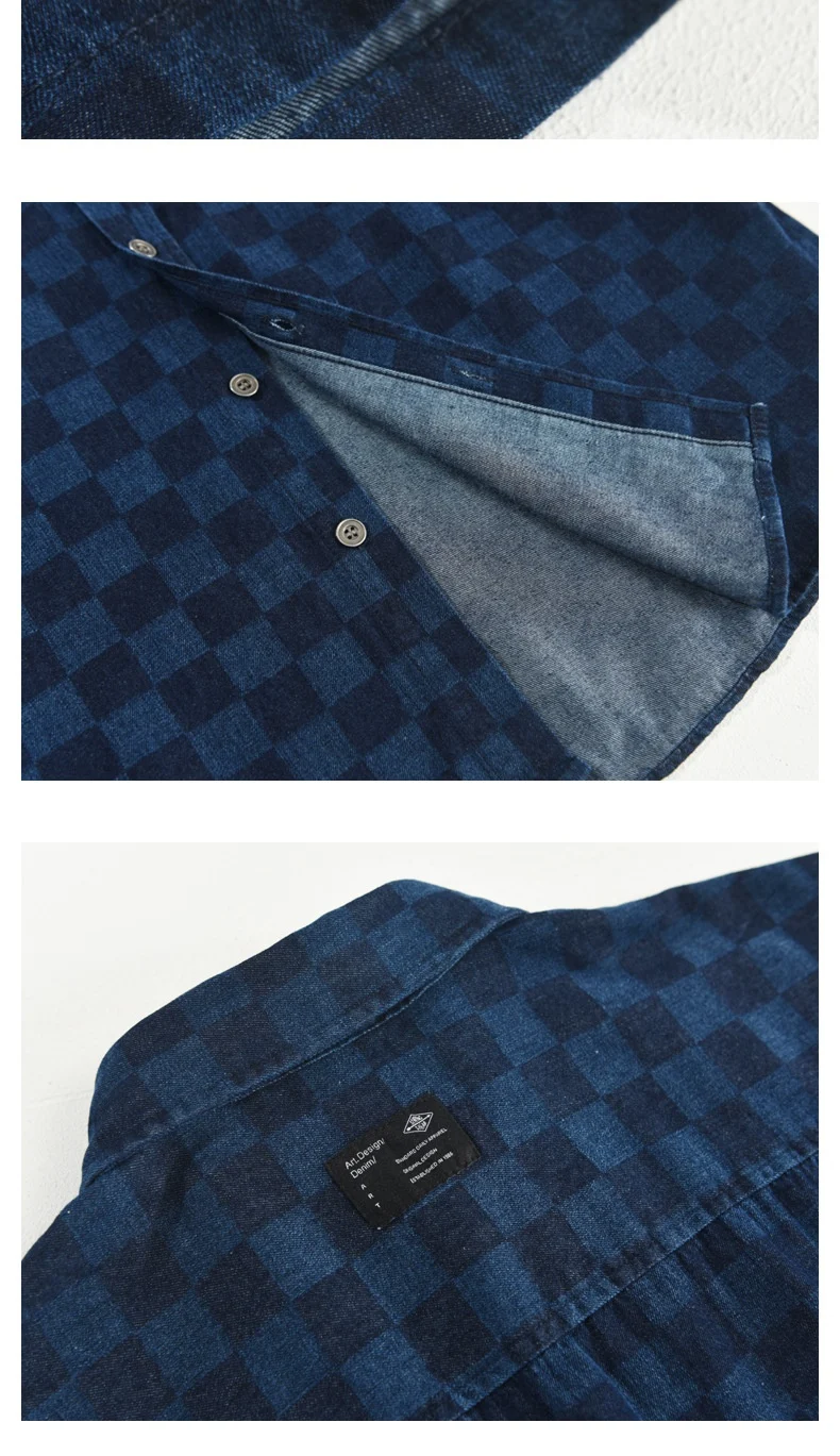 Camisa masculina de manga curta xadrez jeans casual. Conforto e estilo para o dia a dia. Perfeita para um visual descontraído e moderno em qualquer ocasião. — foto 2