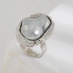 Anel de Pérola Irregular Retrô com Formato Embutido Joia para Mulheres Design Clássico e Sofisticado Presente Ideal para Todas as Ocasiões — foto 2