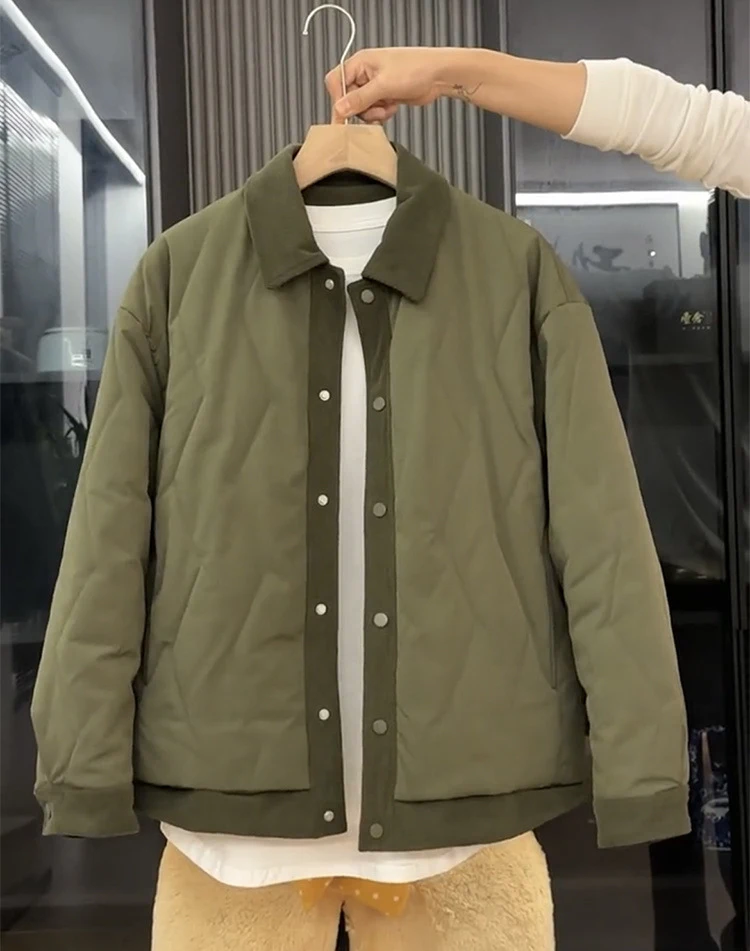 Men's Winter Lapel Color Matching Casual Cotton-padded Coat. Stay warm and stylish this winter with this comfortable and — photo 18