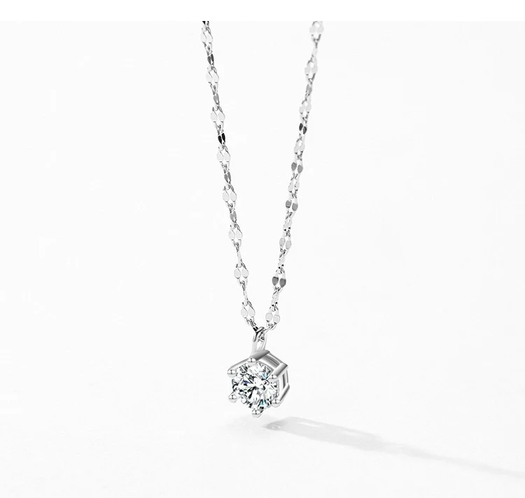 Colar solitário S925 prata esterlina super brilhante, estilo europeu e americano para mulheres. Elegância e brilho em uma peça única. — foto 7