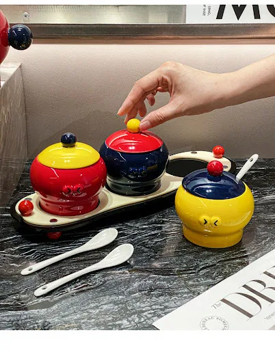 Title 7, Ceramic Household Cute Seasoning Jar With Lid, ...