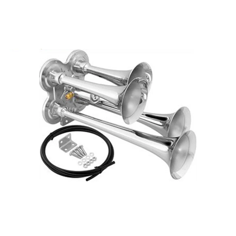 12V 4-Tube Car Truck Horn Silver Base Loud and Clear Sound for Road Safety and Alerting Other Drivers Effectively — photo 4