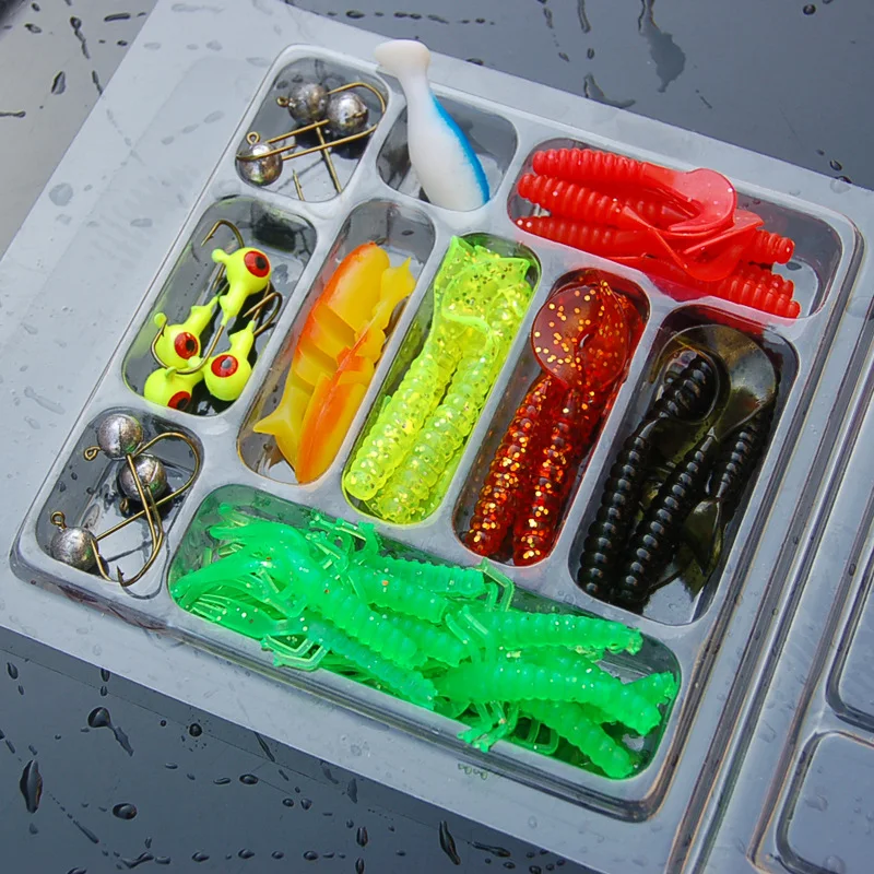 35 Iscas Soft Bait e 10 Chumbadas Pequenas para Pesca. Atraia mais peixes com estas iscas macias e chumbadas eficientes. — foto 3