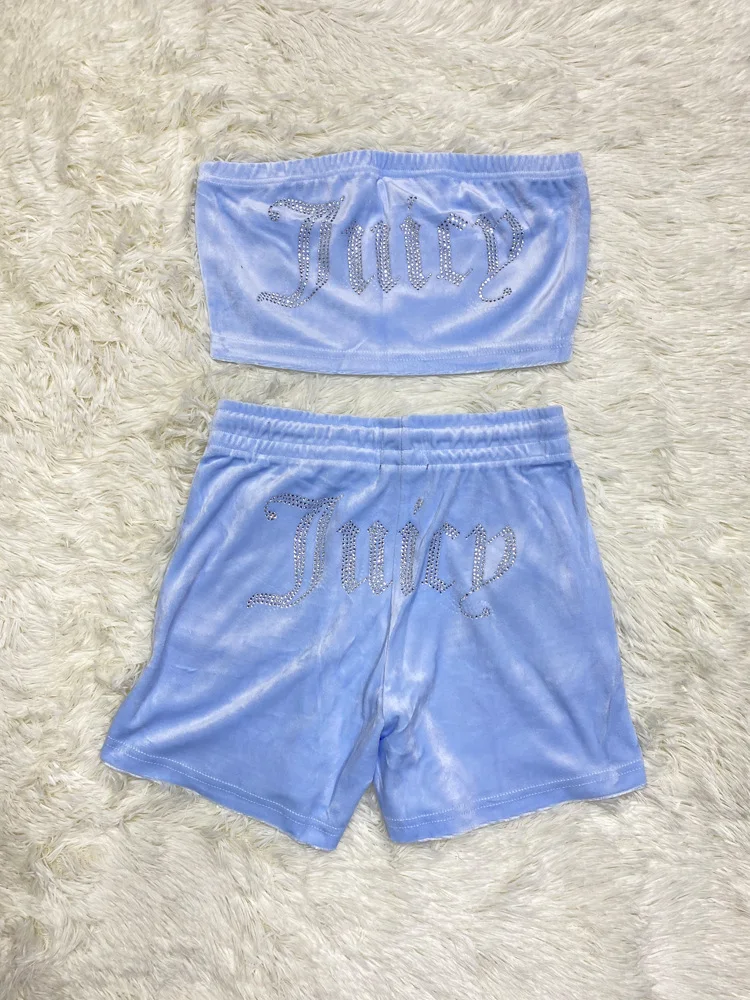 Completo shorts e top con strass per donna, perfetto per l'estate. Valorizza la tua figura con questo completo sensuale ed elegante. — foto 15