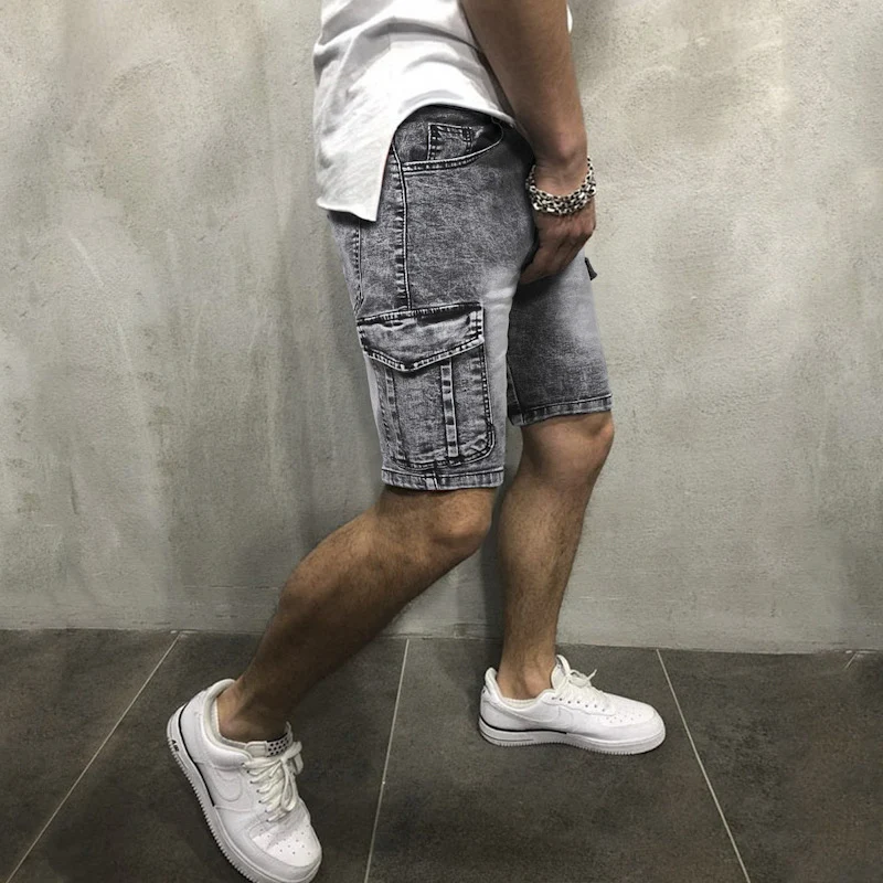 Title 6, Mens Pocket Denim Shorts Zipper Slim Stretch F...