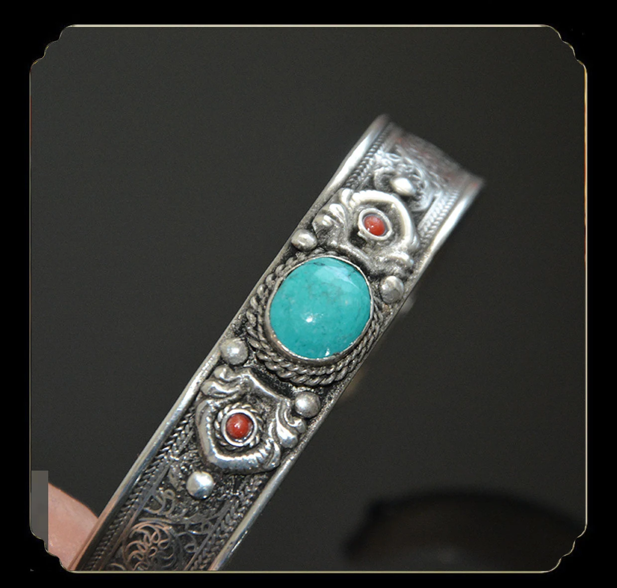 Title 5, Bracelet tibétain en turquoise fait main au Nép...