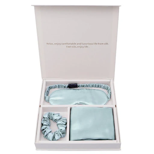 Title 13, Silk eye mask, pillowcase, and head flower gift...