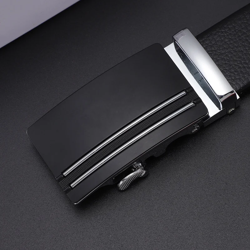 Title 2, Mens soft leather belt with automatic buckle f...