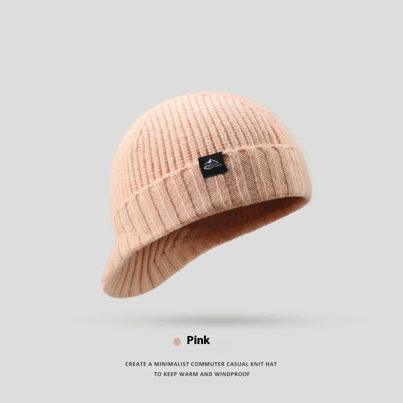 Gorro de lã de tricô grosso masculino, à prova de vento e quente para outono e inverno. Conforto e proteção contra o frio. — foto 4
