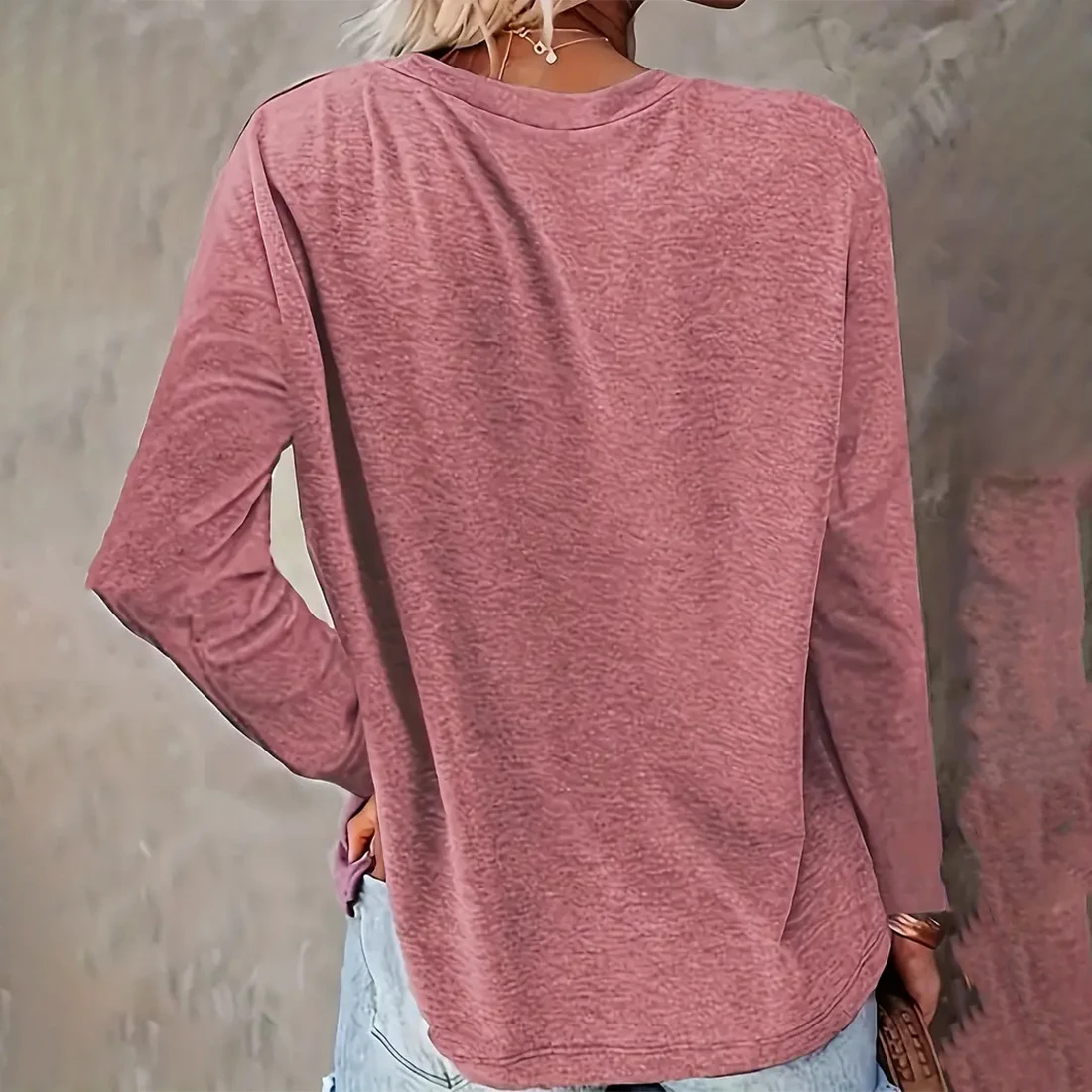 Camiseta feminina de manga comprida árvore de natal estampada gola redonda solta casual — foto 2