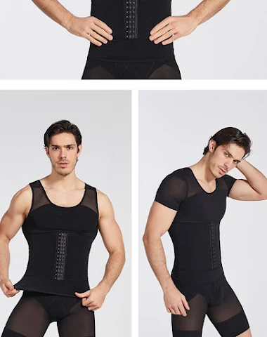 Men's Adjustable Belly Contraction Body Shaper Instantly Slims & Shapes Your Torso Provides Back Support & Core Control 