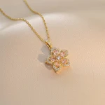 Colar feminino de flor Bauhinia com zircônia rotativa, um acessório elegante e giratório que adiciona brilho e sofisticação ao seu visual. — foto 11