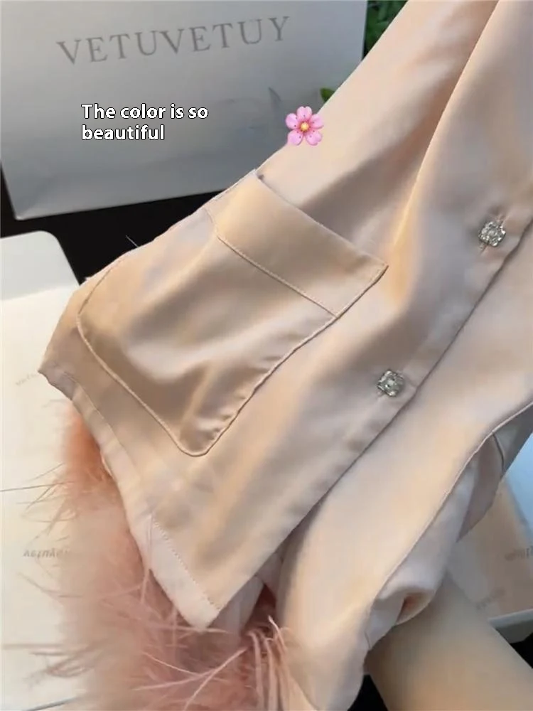 Ropa de hogar de seda de manga larga de alta calidad que se puede usar en el exterior — foto 2