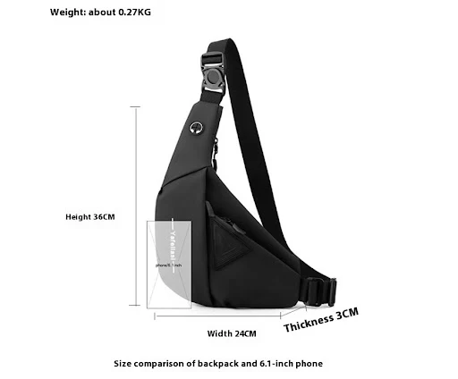 Title 29, Bolsa de ombro masculina peitoral. Compacta, di...