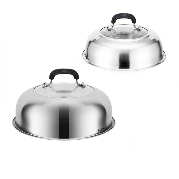 Title 17, Wok rotondo rialzato in acciaio inox con coperc...