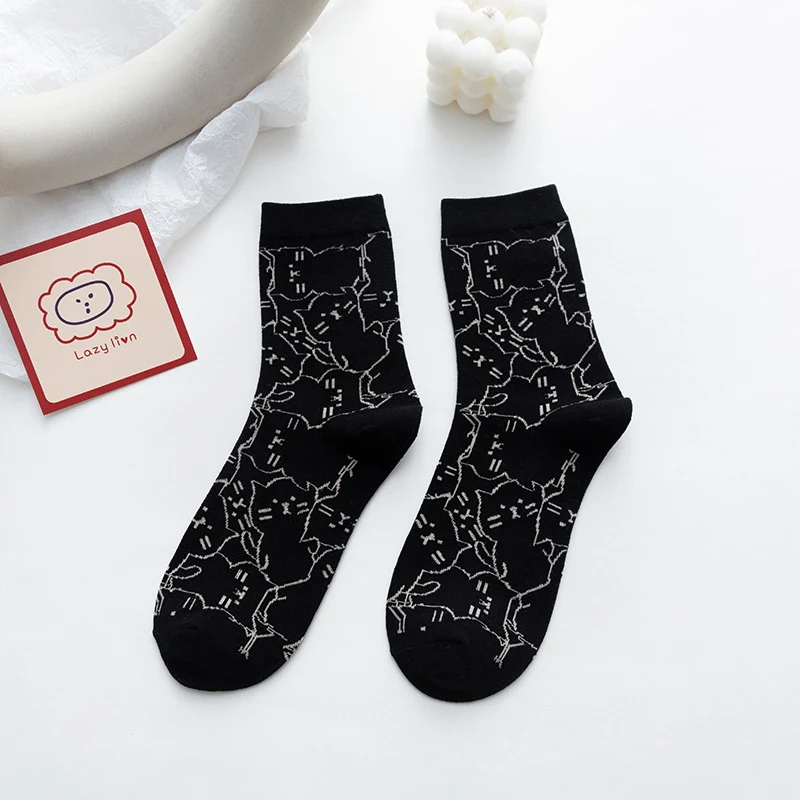 Japanese Cartoon Cartoon Cat Sweet Medium Tube Cotton Socks — photo 5