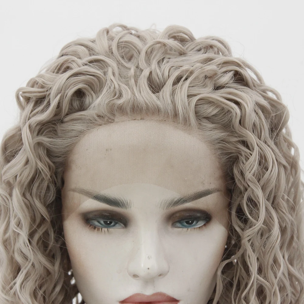 Peruca feminina com fibra química e lace front para um visual natural e fácil de usar. Ideal para mudar o seu estilo com praticidade. — foto 1