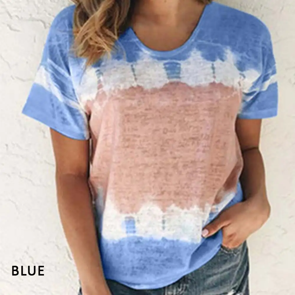 Title 2, Womens loose round neck short sleeve printed T...