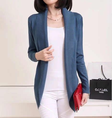 Women's V Neck Long Sleeved Slim Mid Length Sweater Loose All Match Sweater — photo 3