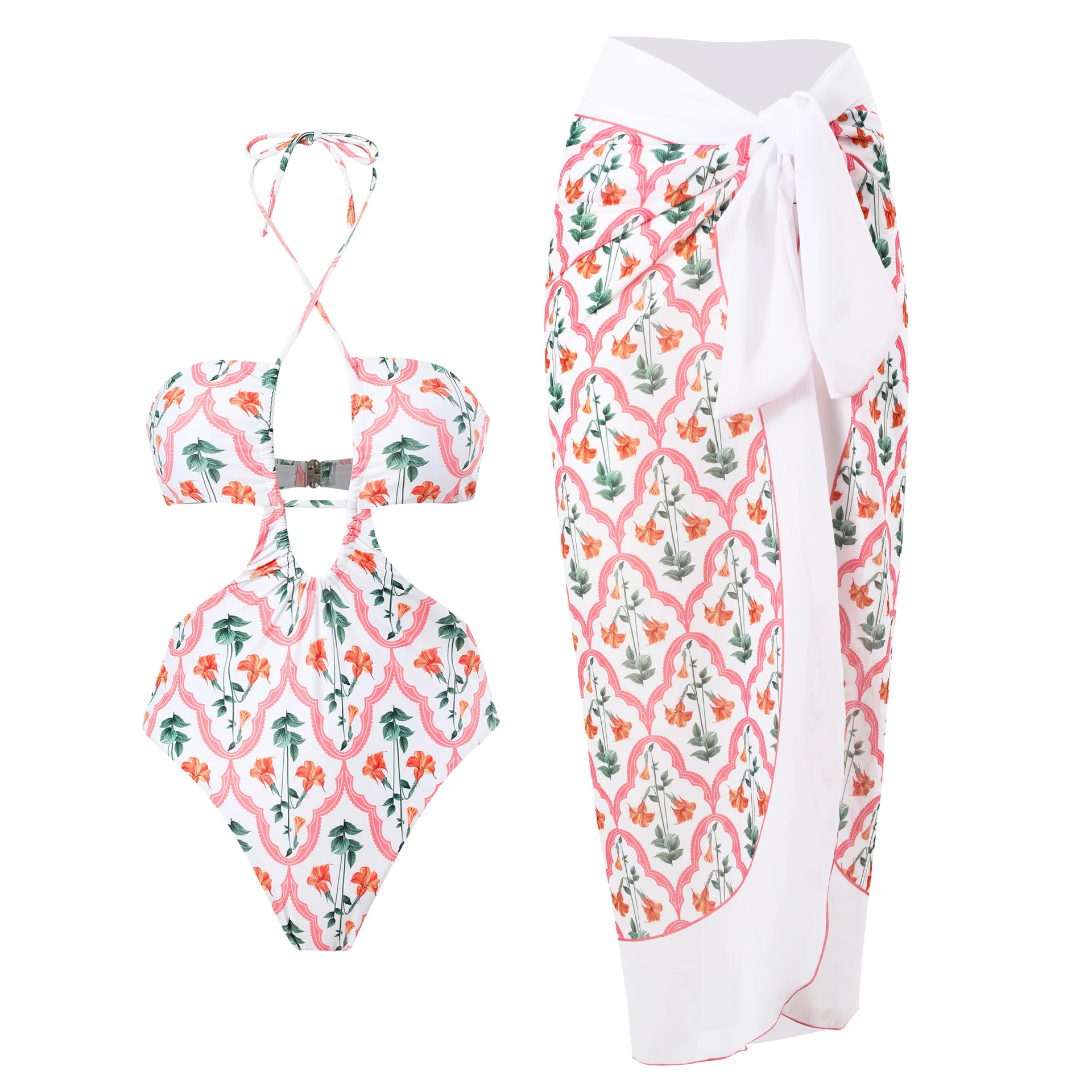 Women's Fashion Print Pump Pleat Hanging Swimsuit – stylish and flattering for a confident beach look. Enjoy the sun in — photo 9