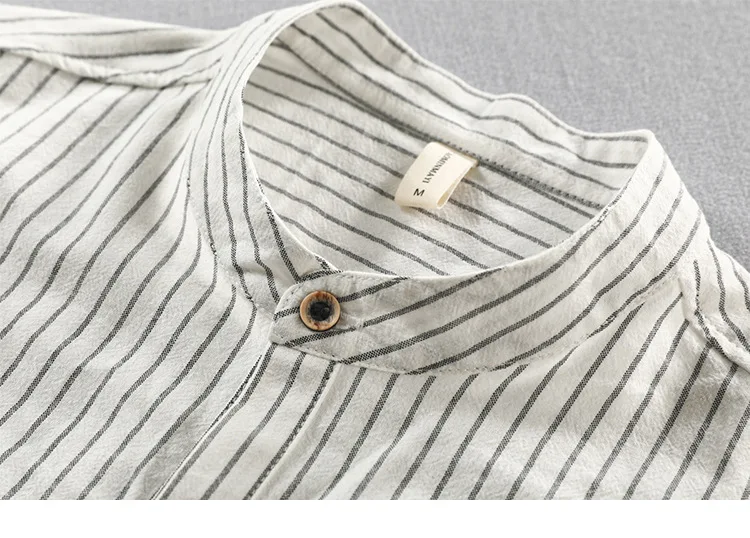 Title 6, Mens Short Sleeve Striped Stand Collar Casual ...