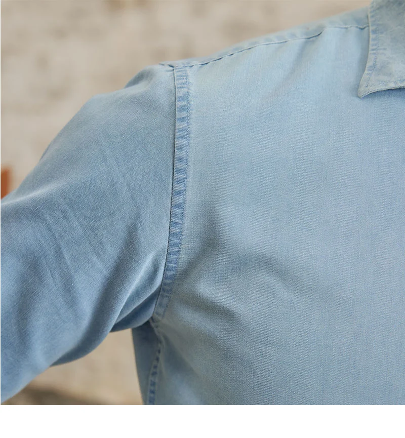 Camisa Jeans Masculina Casual Gentry Manga Longa British Fashion. Conforto e estilo denim para o homem moderno. Ideal para looks casuais e despojados. — foto 4