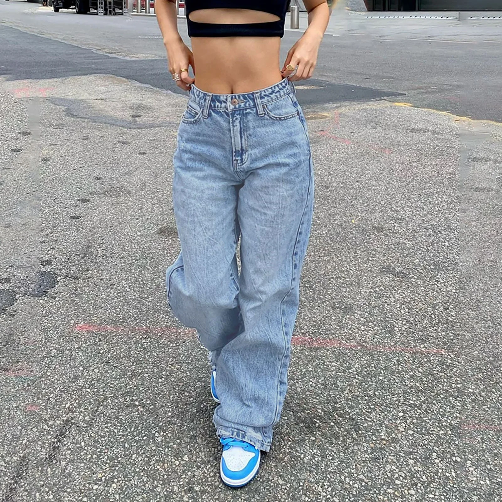 Jeans femininos slim, estilo europeu e americano. Ajuste perfeito para valorizar o corpo, moda fashion. Conforto e elegância em uma só peça. — foto 6