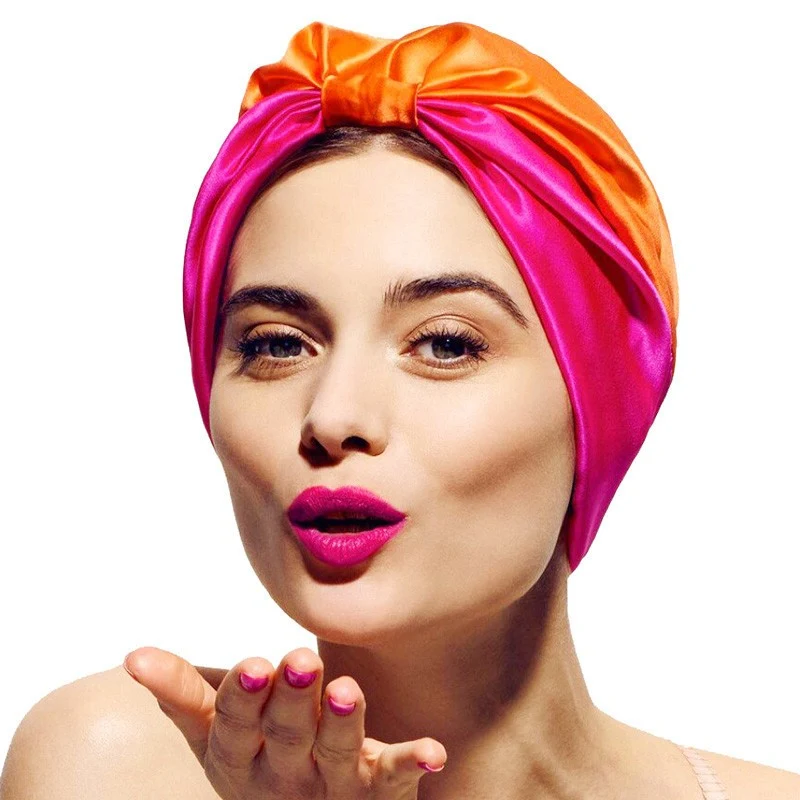 Title 5, Double-layer stretch satin turban for stylish h...