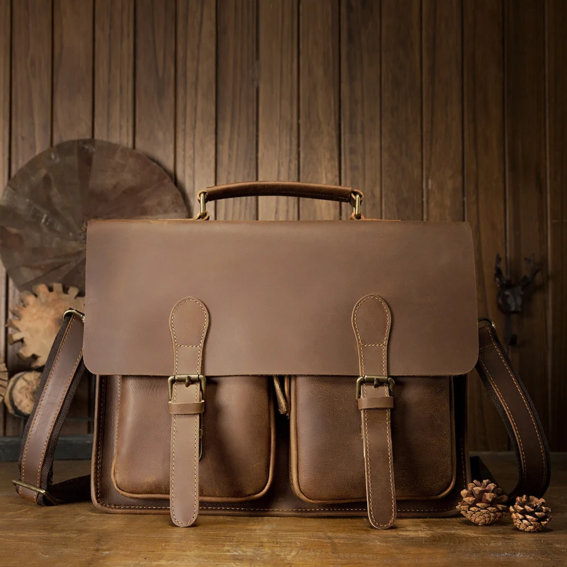 Pasta Mensageiro de Couro para Negócios Masculina, Bolsa de Ombro Executiva com Design Elegante e Compartimentos Funcionais, Perfeita para o Trabalho. — foto 6