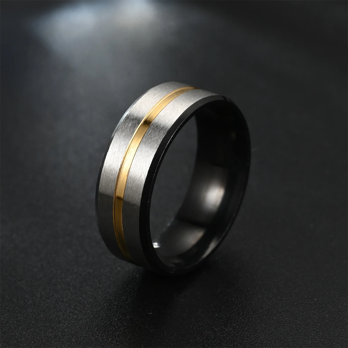 Anel de Dominação Masculina Preto Nobre Elegante de Alta Qualidade, com Fenda Colorida, para Homens Dominantes e Sofisticados. — foto 8
