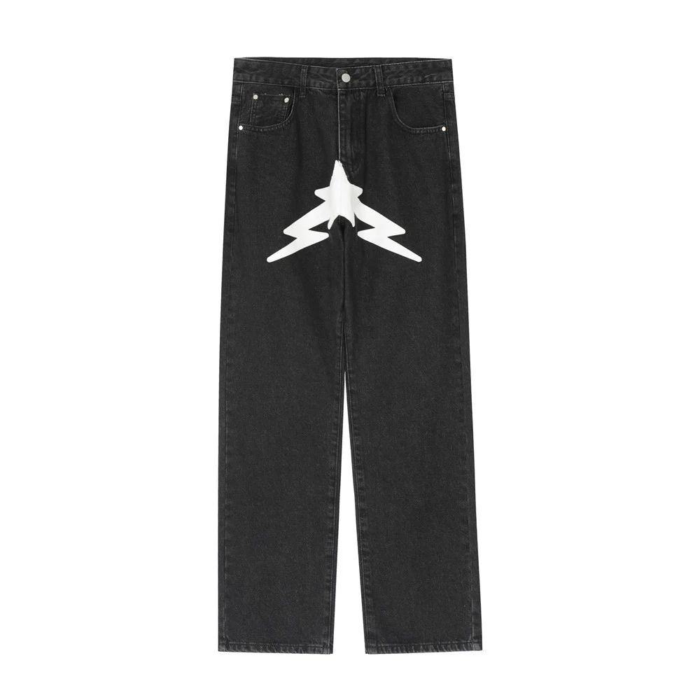Men's five-pointed star printed jeans, designed for modern style and comfort. Get a unique look that stands out in any c — photo 4