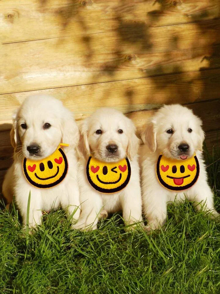 Title 7, Pet Bib Scarf Collar Happy Smile Face Dog Necke...