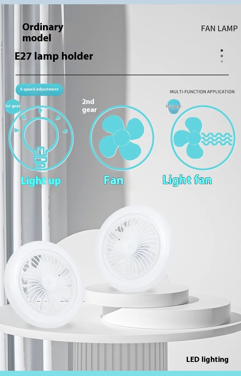 Title 3, Luminária com Ventilador LED Pequeno e Silencio...
