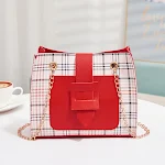 Bolsa mensageiro coreana xadrez estilo ocidental com alça única. Combine moda e funcionalidade, perfeita para um visual moderno e prático. — foto 6