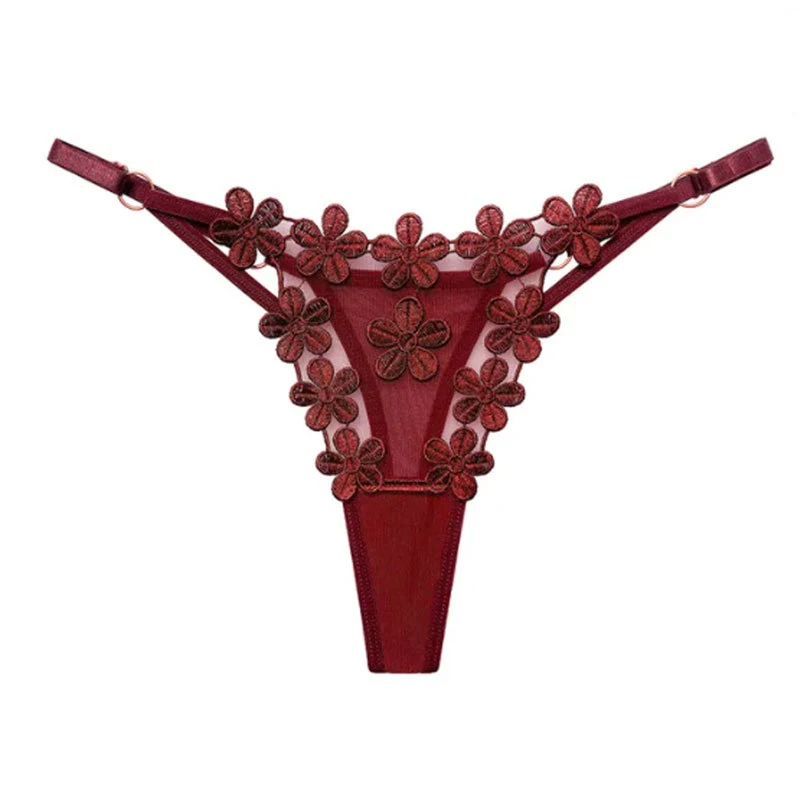 Lace Sweet Flower Embroidered Water Diamond Thong for ultimate comfort, featuring a delicate floral design for a touch o — photo 5