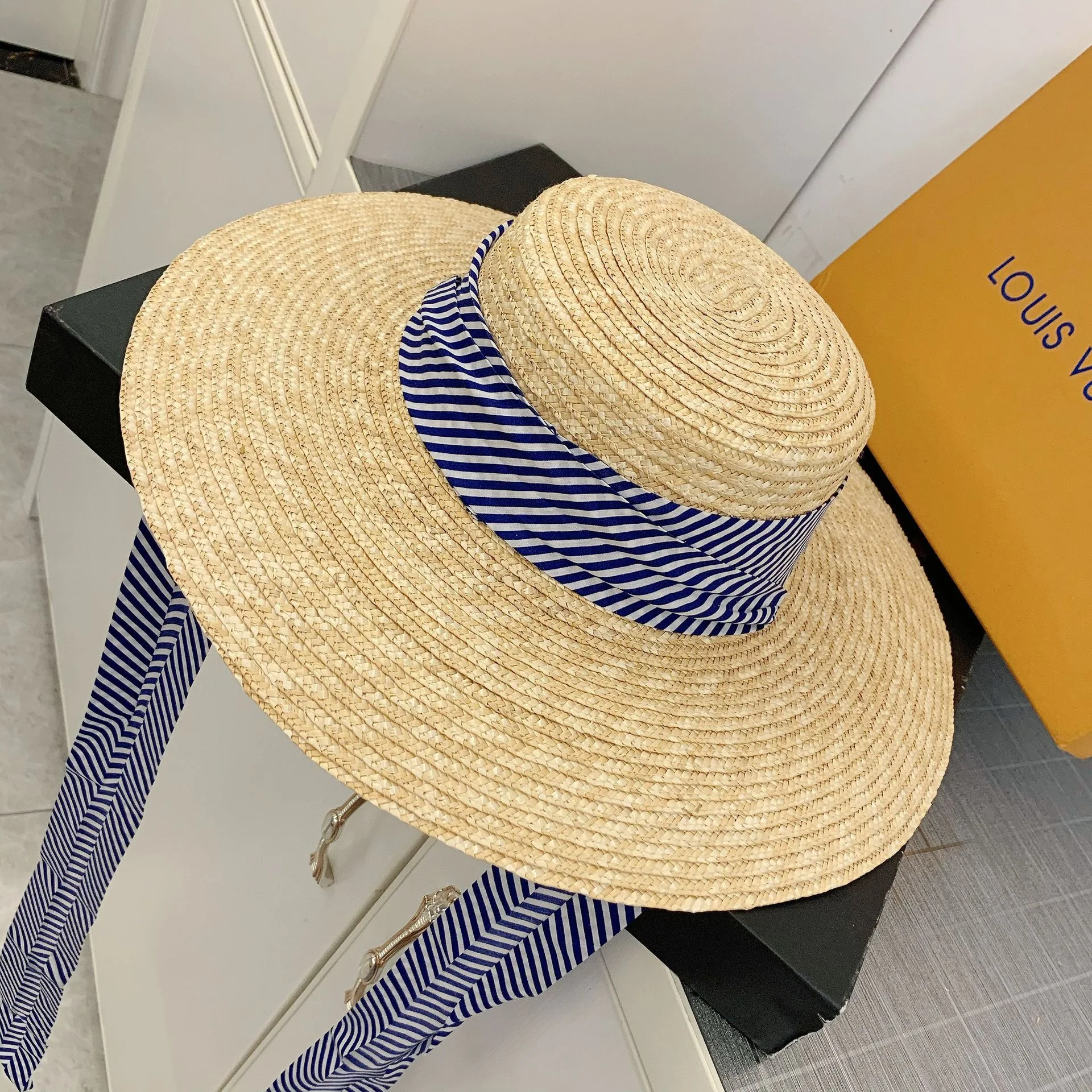 Title 6, Blue Strappy Beach Spring Summer Seaside Sun Hat