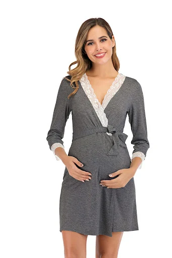 Title 2, Womens Lace Stitching Robe Pajamas